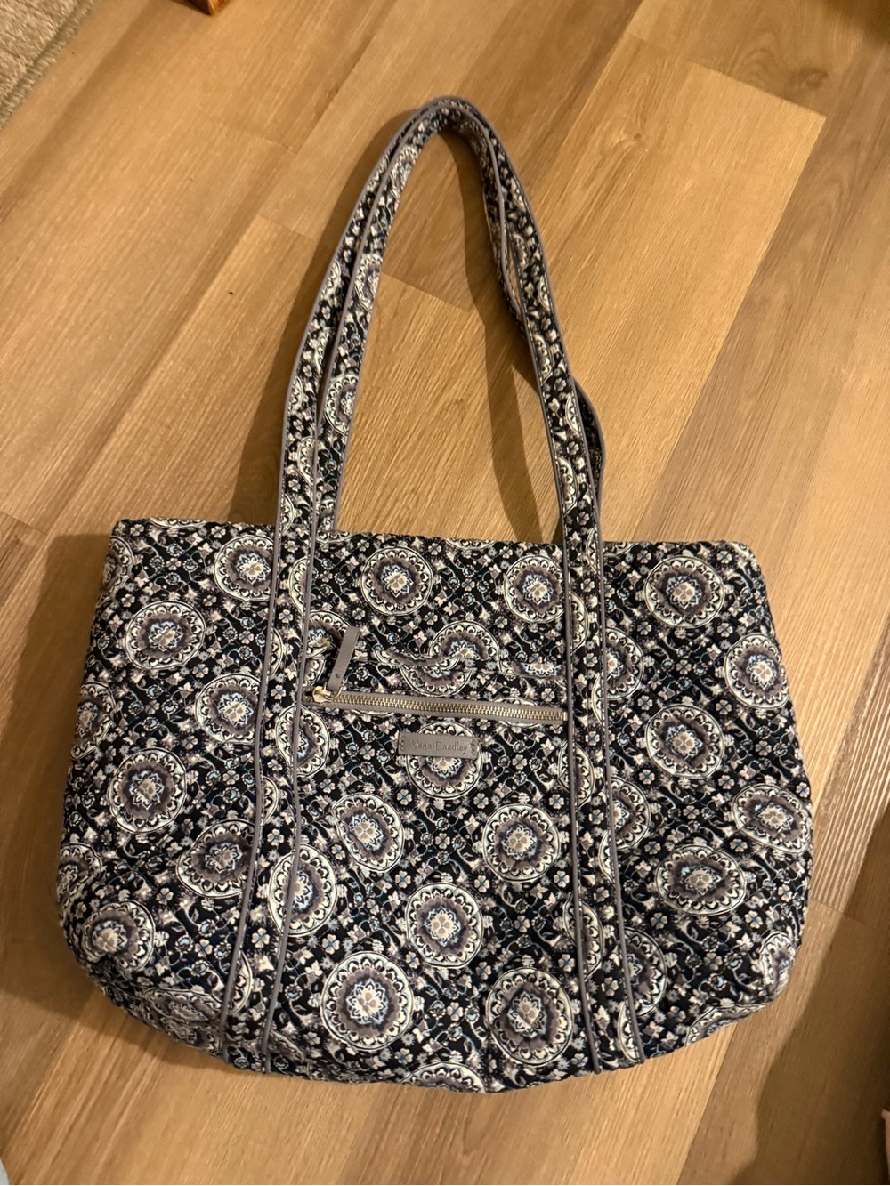 Vera Bradley Navy and Gray Paisley Quilted Large Tote